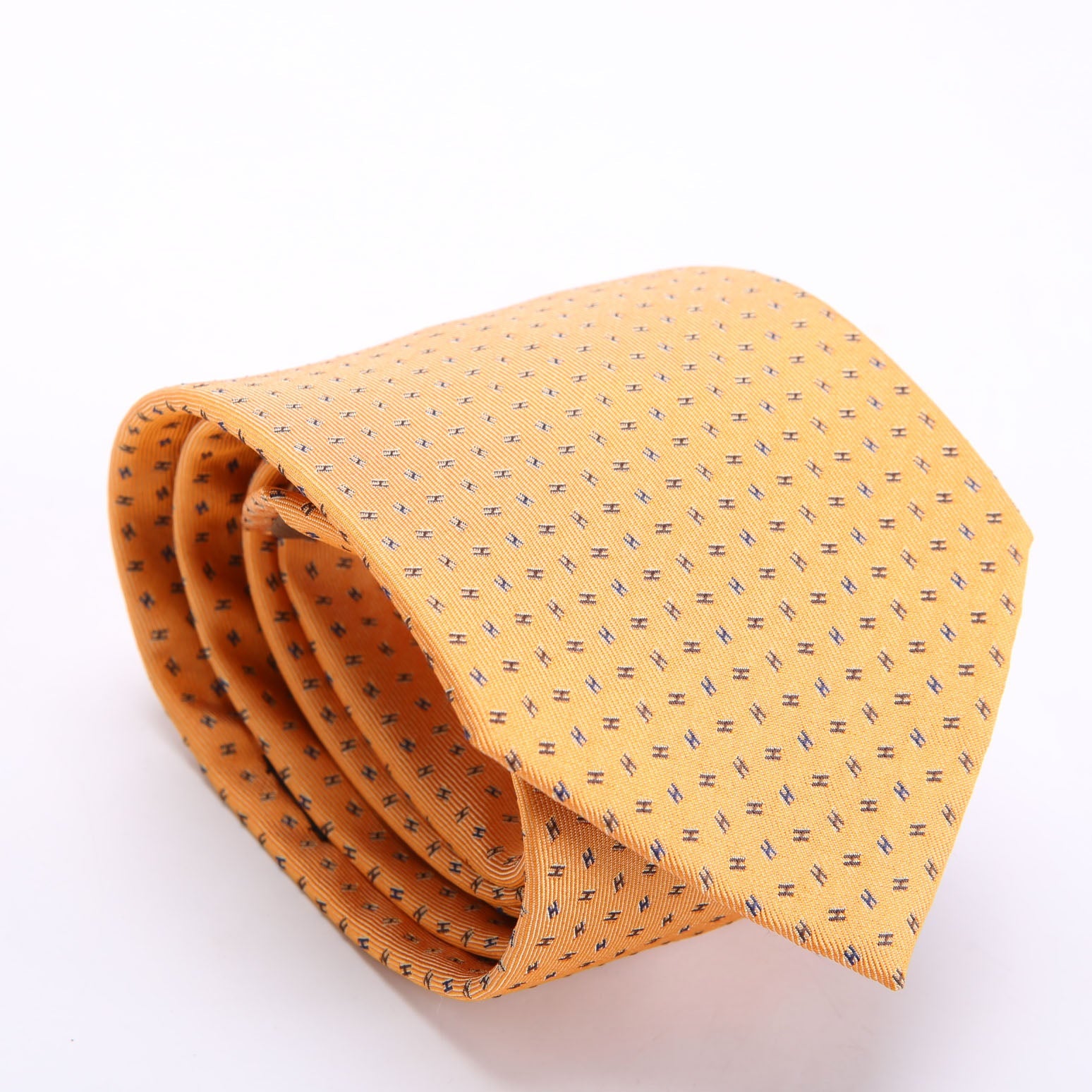 Hermes Printed Silk Tie Orange
