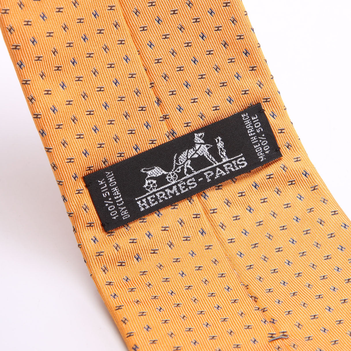 Hermes Printed Silk Tie Orange
