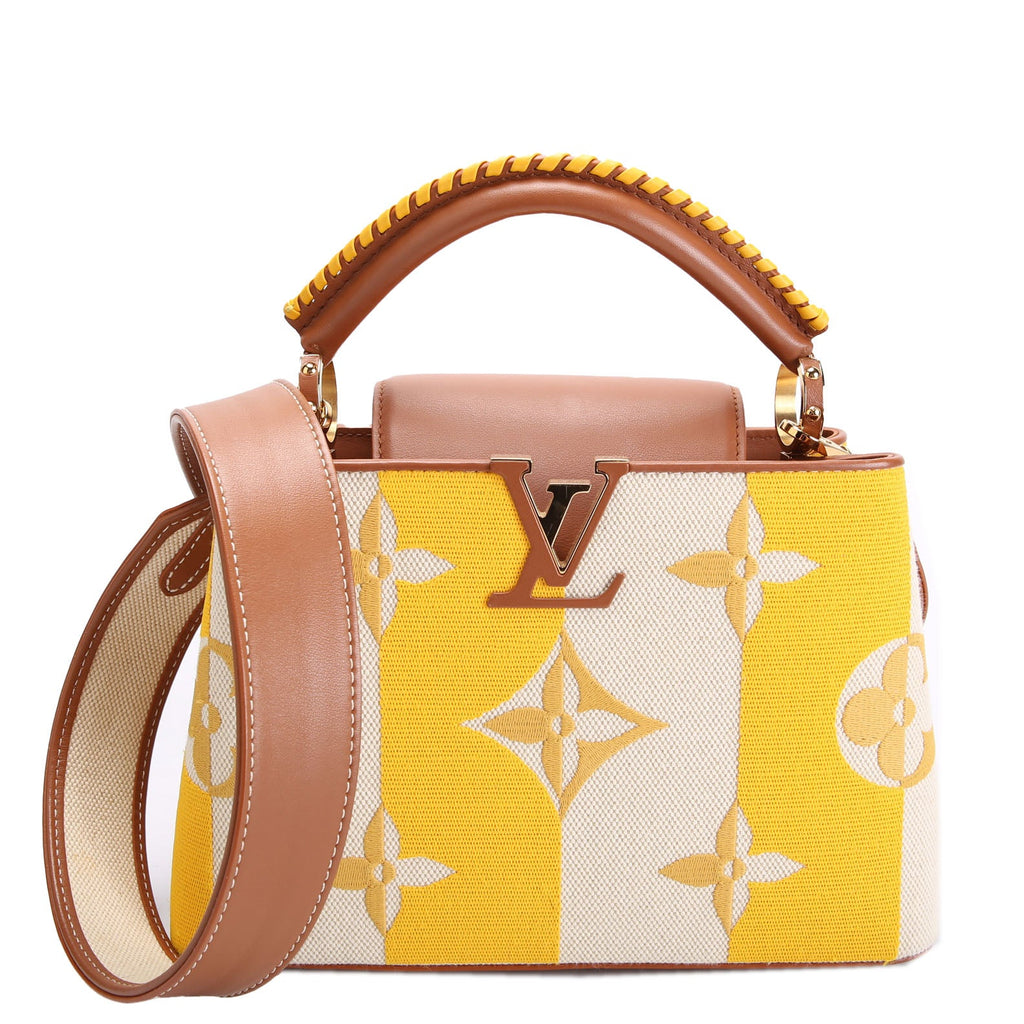 Capucines BB Parasol Taurillon/Canvas Brown/Yellow