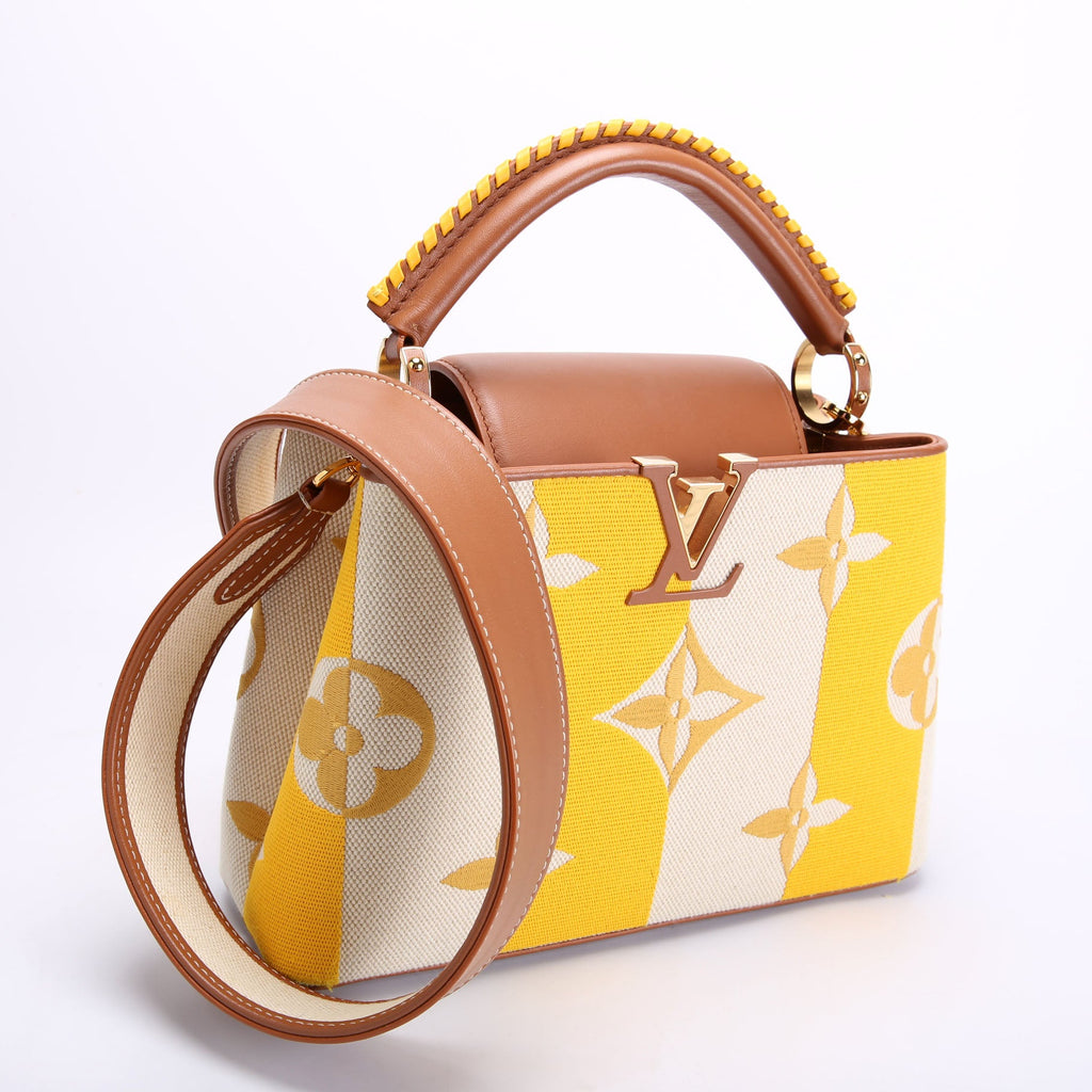 Capucines BB Parasol Taurillon/Canvas Brown/Yellow