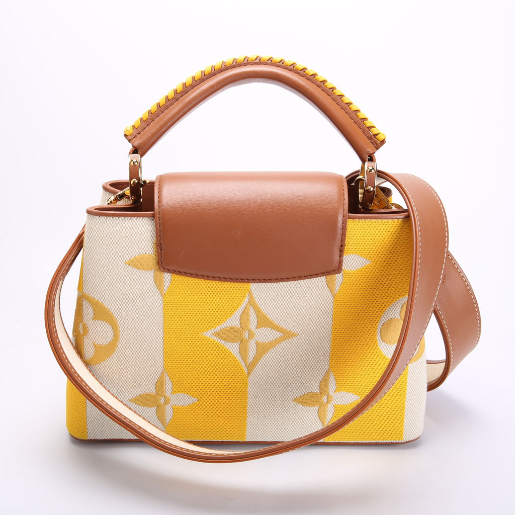 Capucines BB Parasol Taurillon/Canvas Brown/Yellow