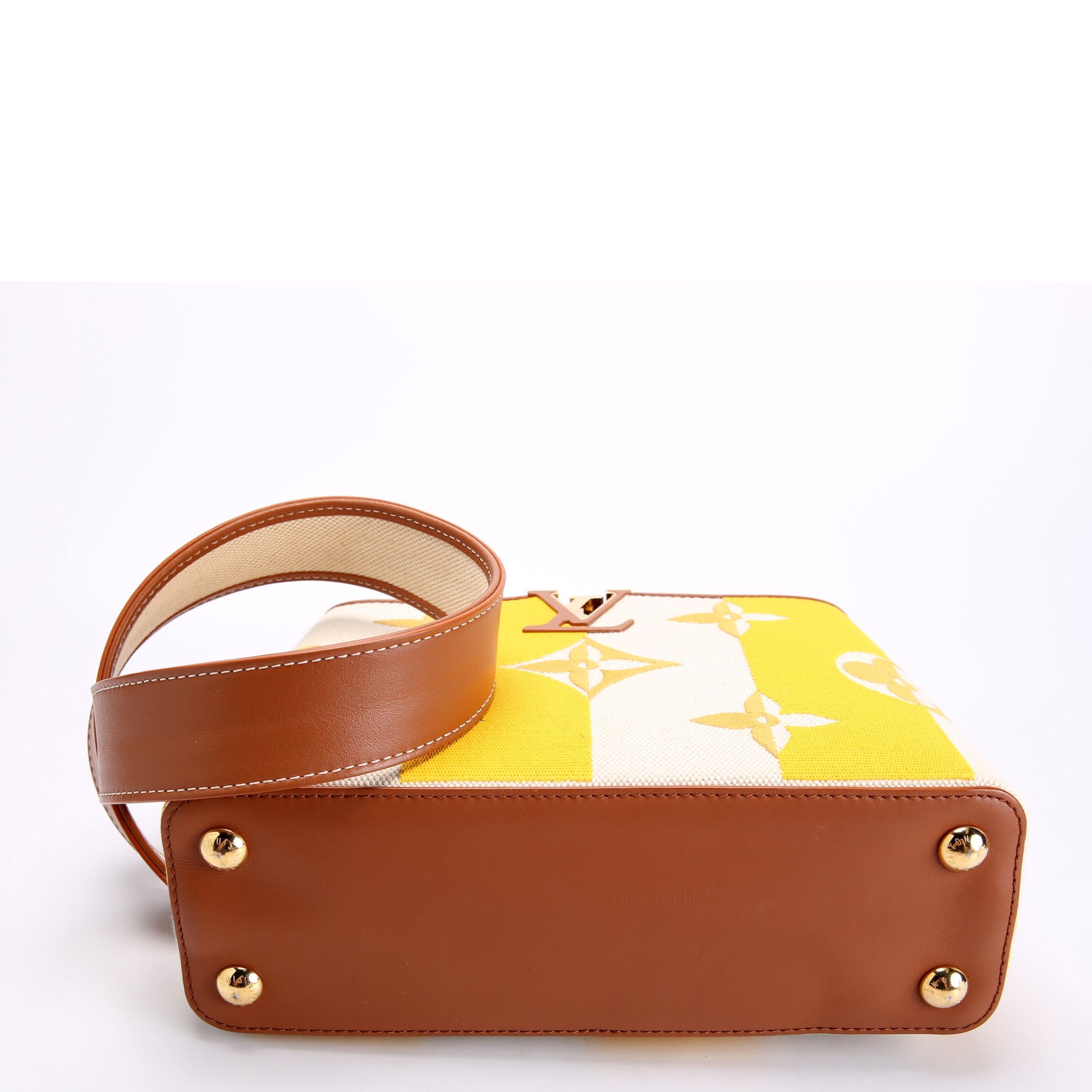 Capucines BB Parasol Taurillon/Canvas Brown/Yellow