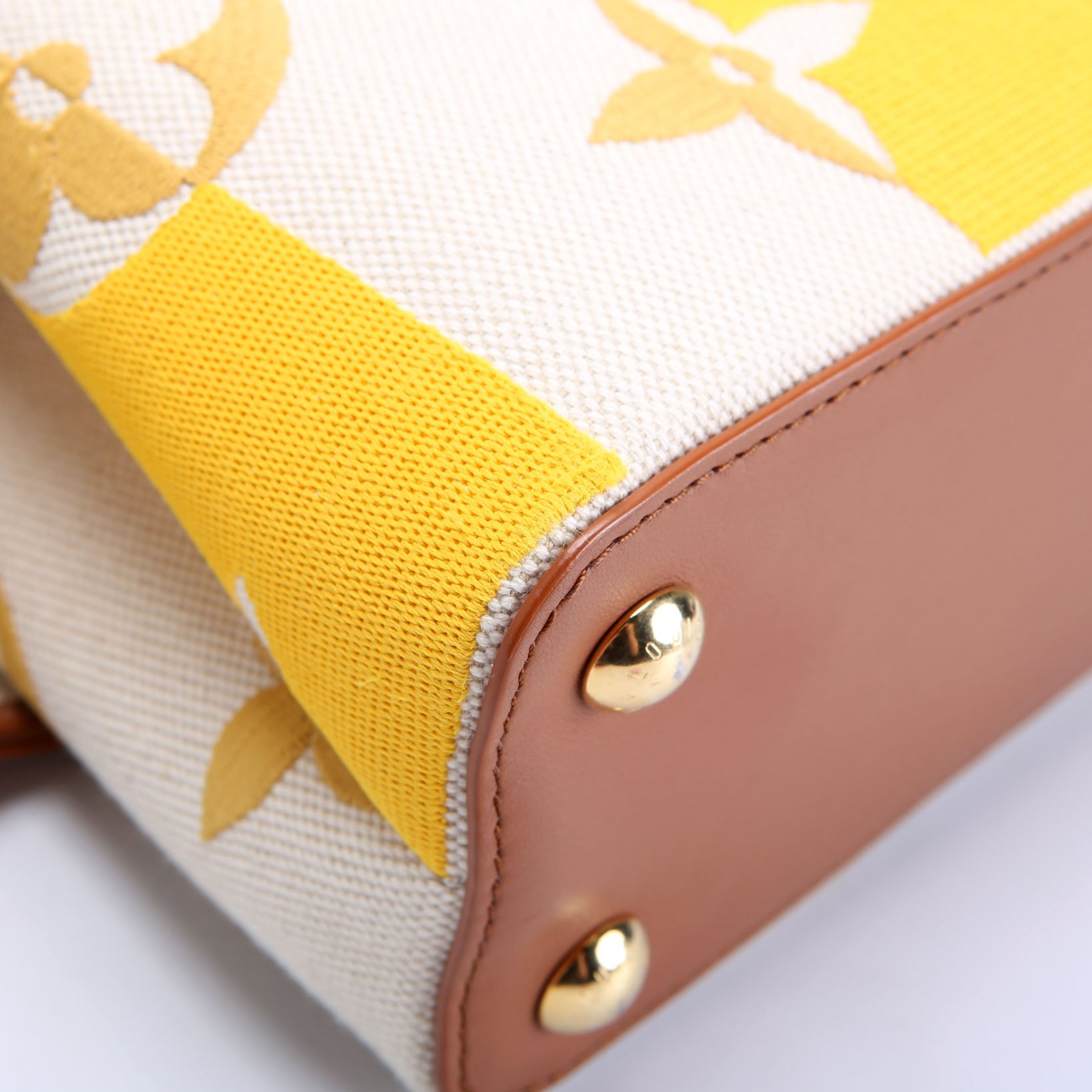 Capucines BB Parasol Taurillon/Canvas Brown/Yellow