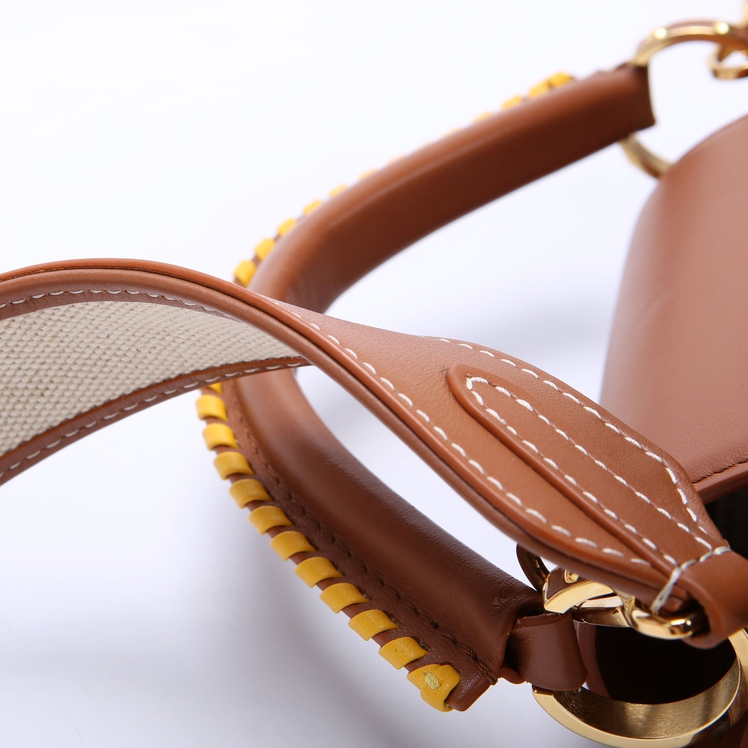 Capucines BB Parasol Taurillon/Canvas Brown/Yellow