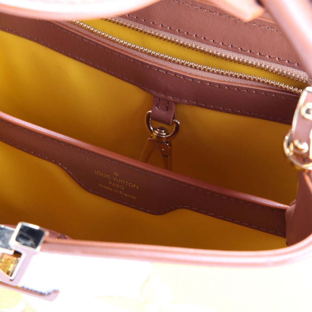 Capucines BB Parasol Taurillon/Canvas Brown/Yellow
