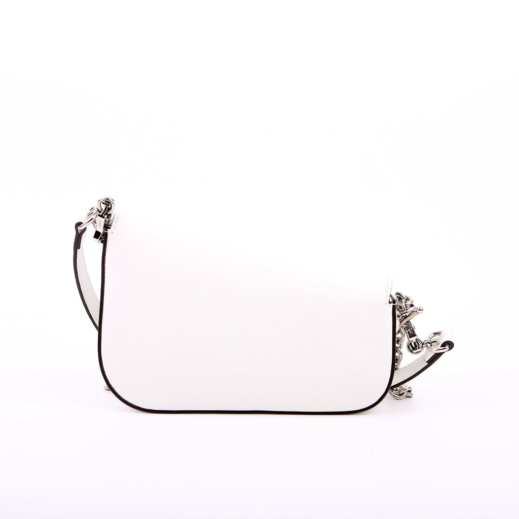 764155 Horsebit 1955 GG Leather Asymmetric Shoulder White