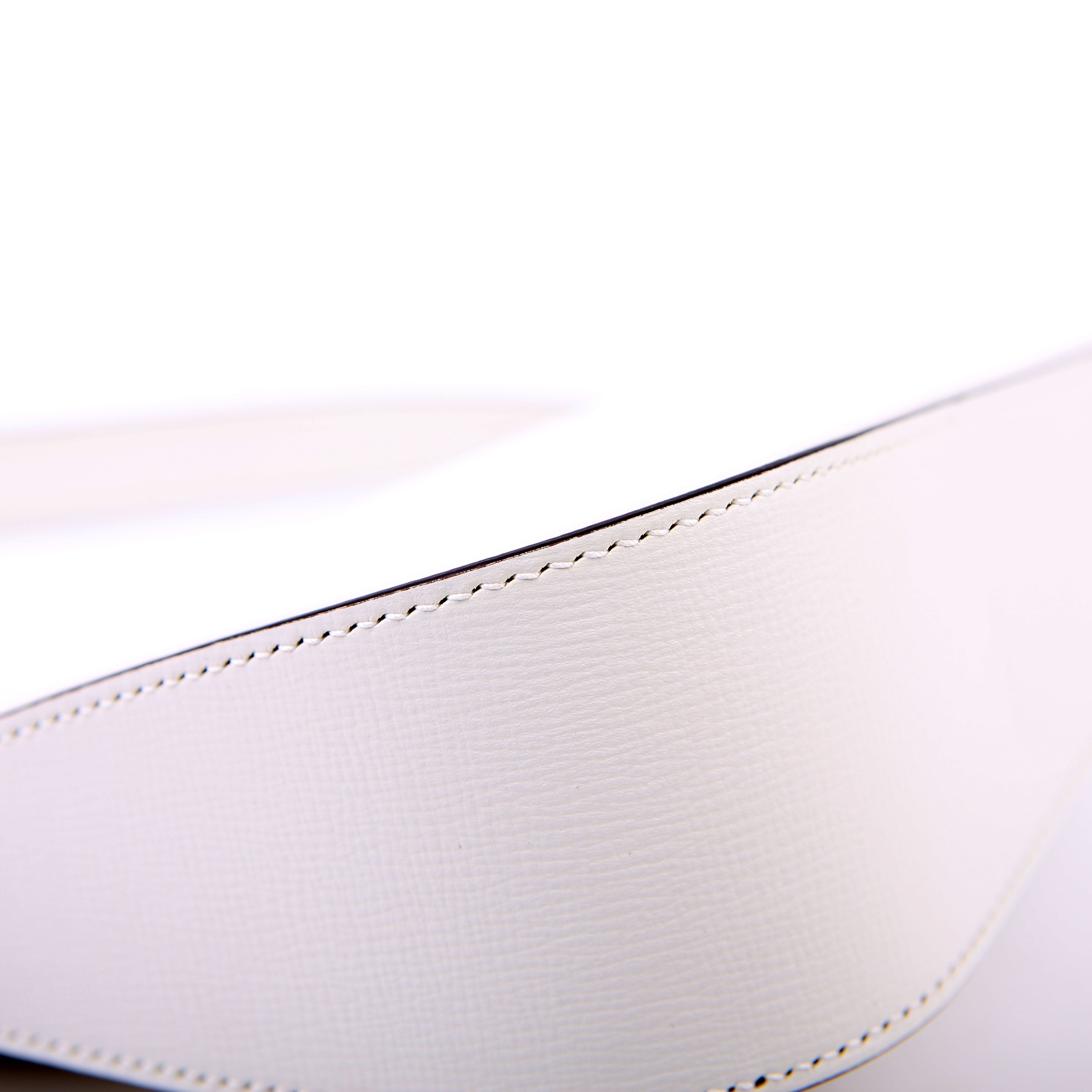 764155 Horsebit 1955 GG Leather Asymmetric Shoulder White