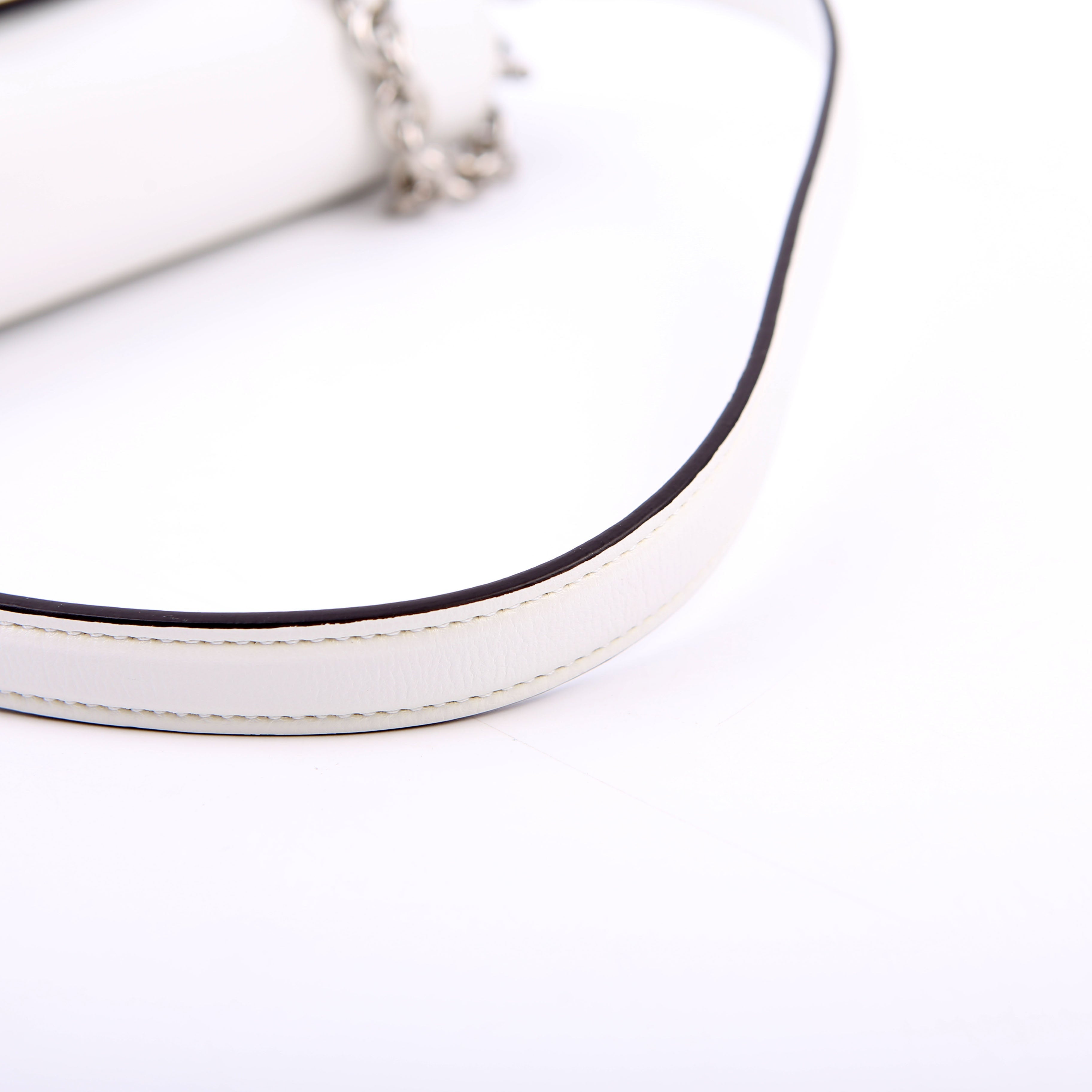 764155 Horsebit 1955 GG Leather Asymmetric Shoulder White