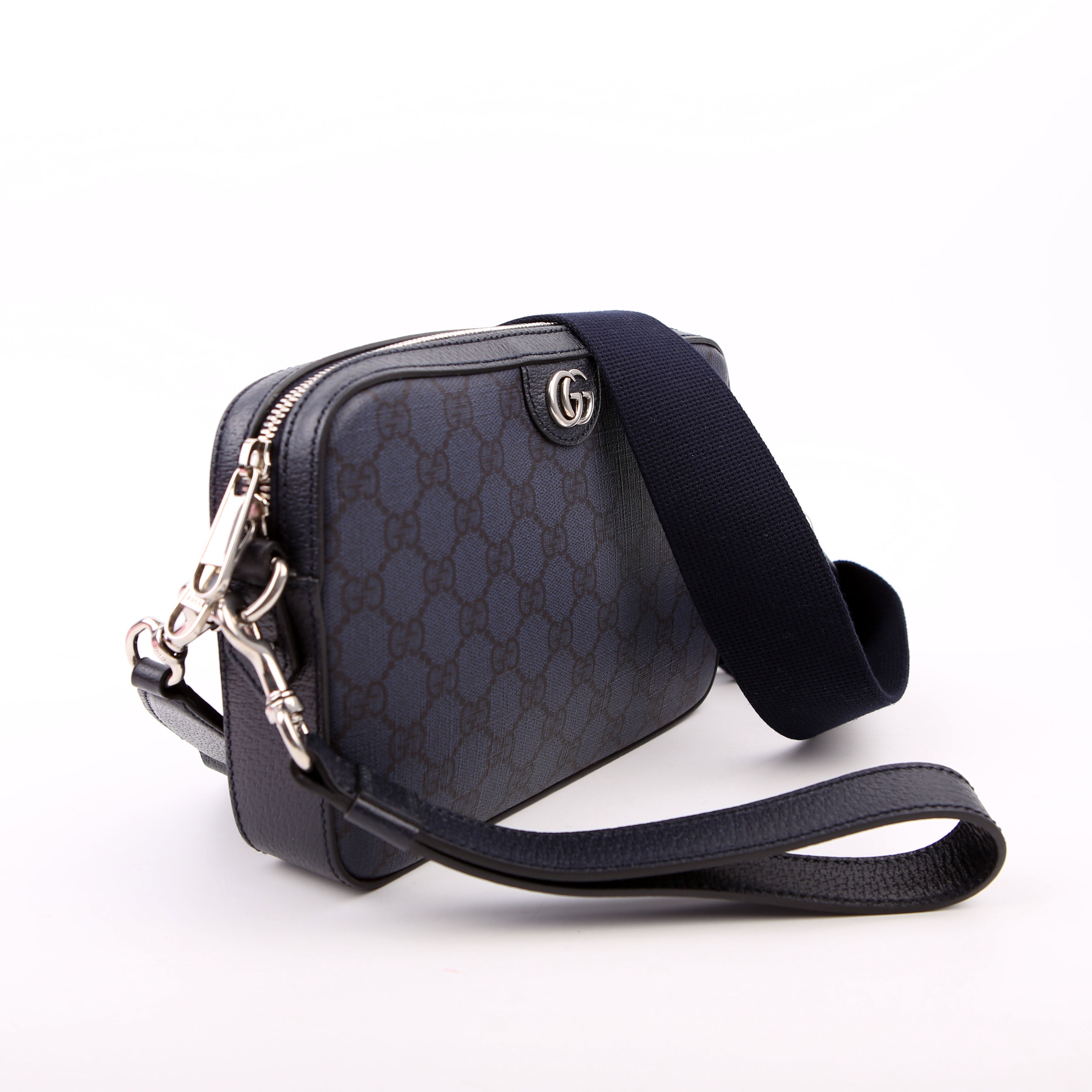 Gucci 699439 GG Supreme Ophidia Wristlet Crossbody Blue