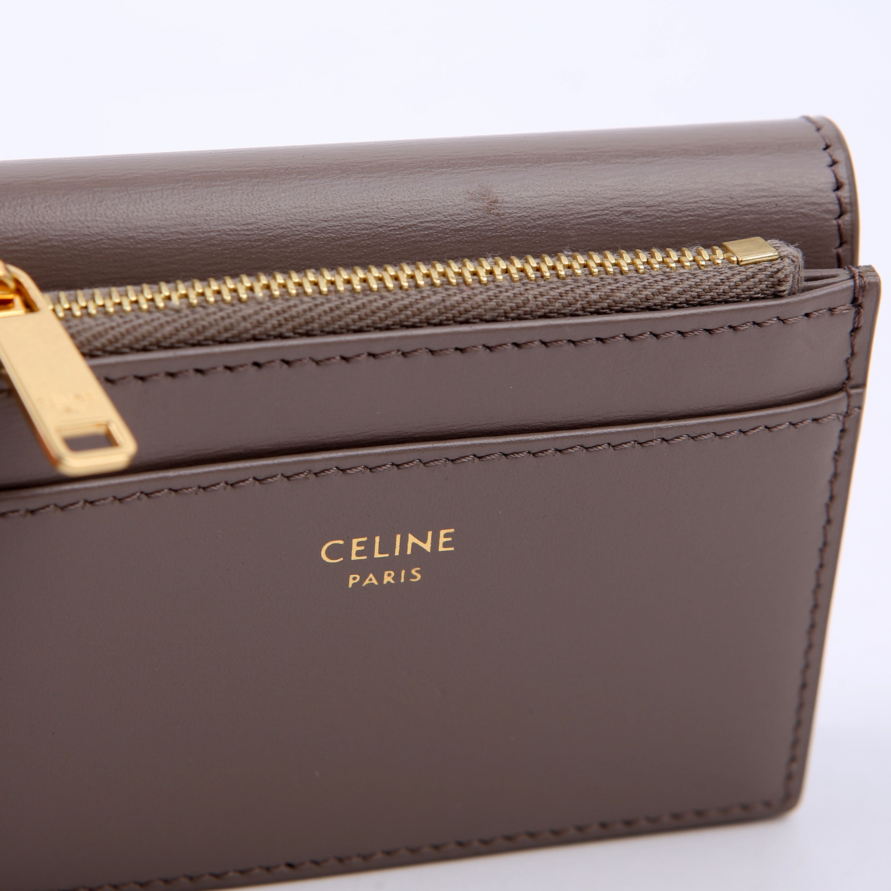 Compact Wallet with Coin Triomphe Taupe