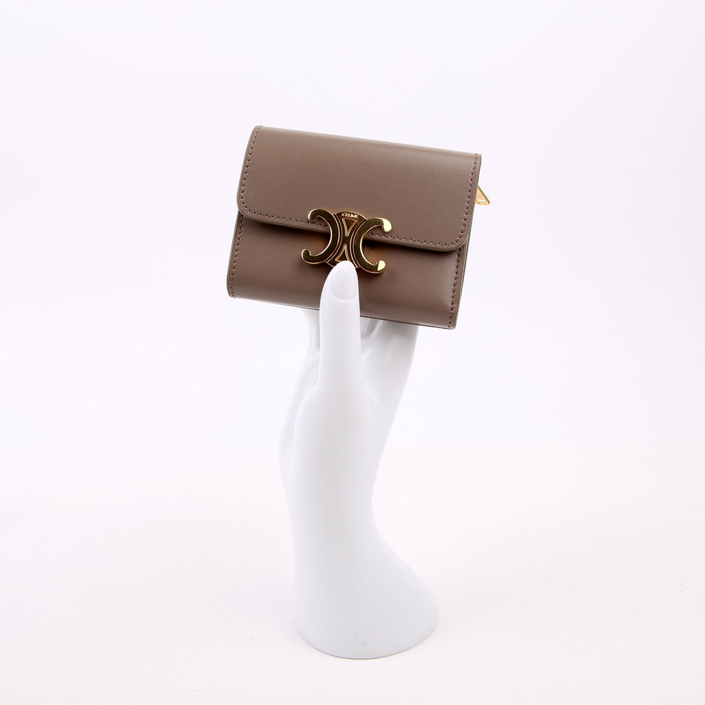 Compact Wallet with Coin Triomphe Taupe