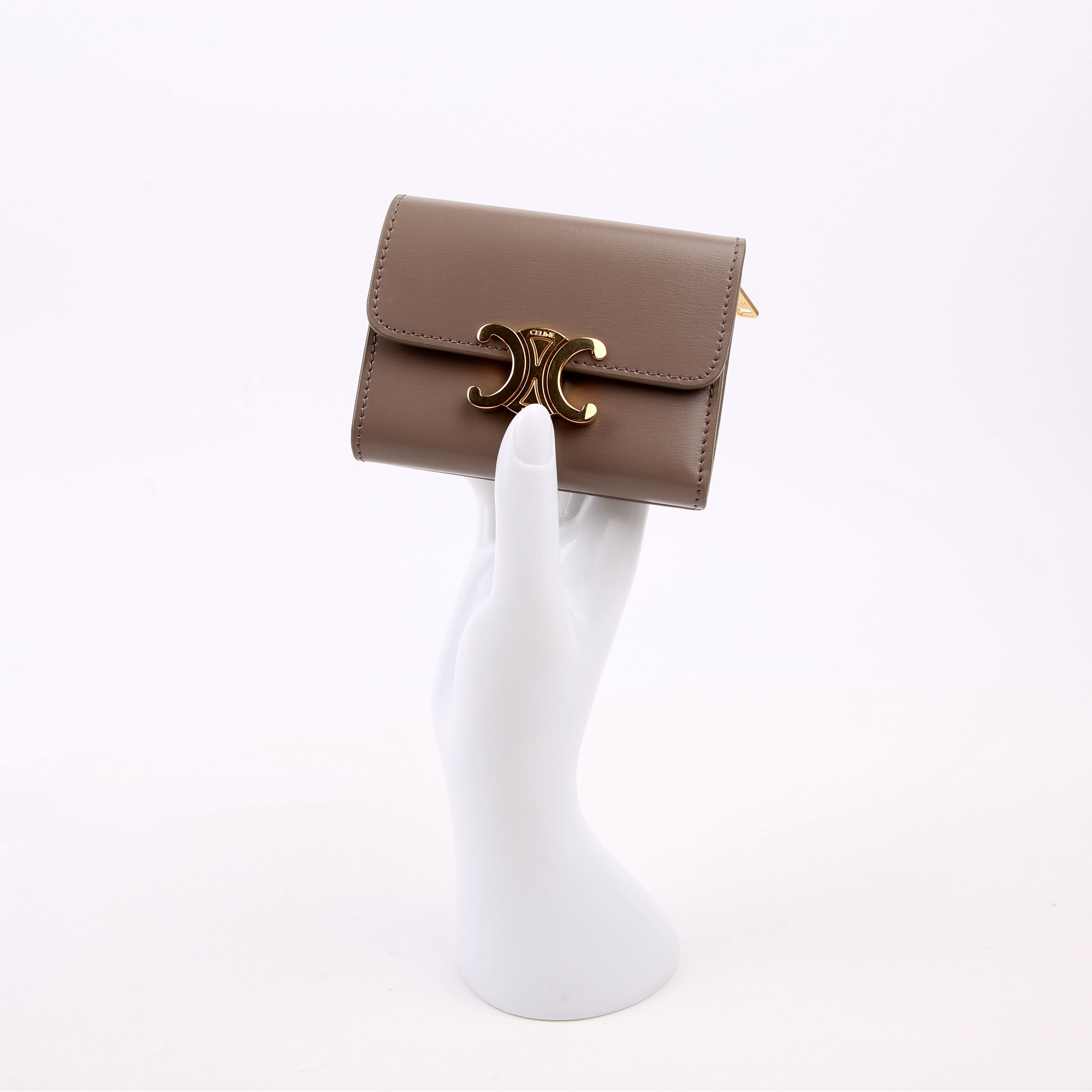 Compact Wallet with Coin Triomphe Taupe
