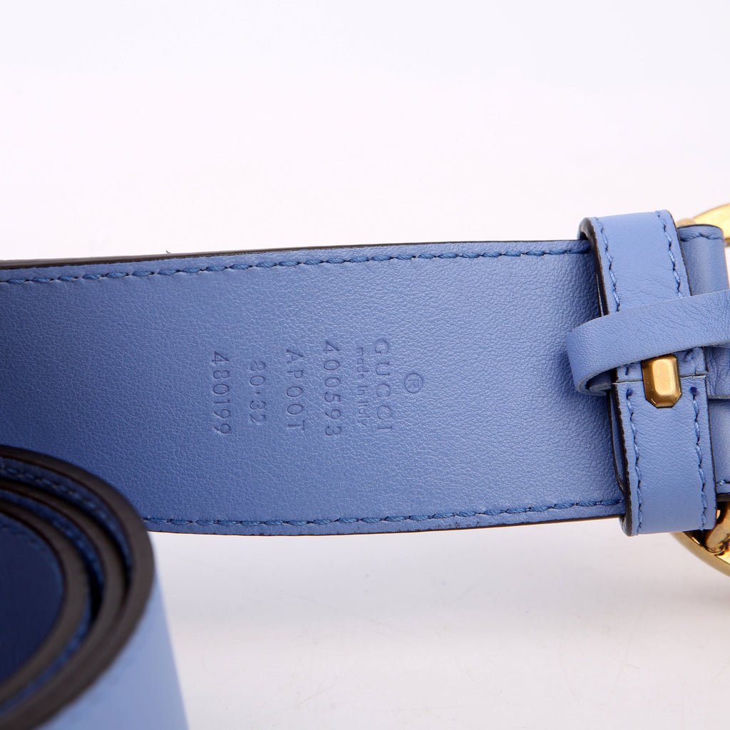 Gucci 4000593 Marmont GG Leather Belt Size 80/32 Blue