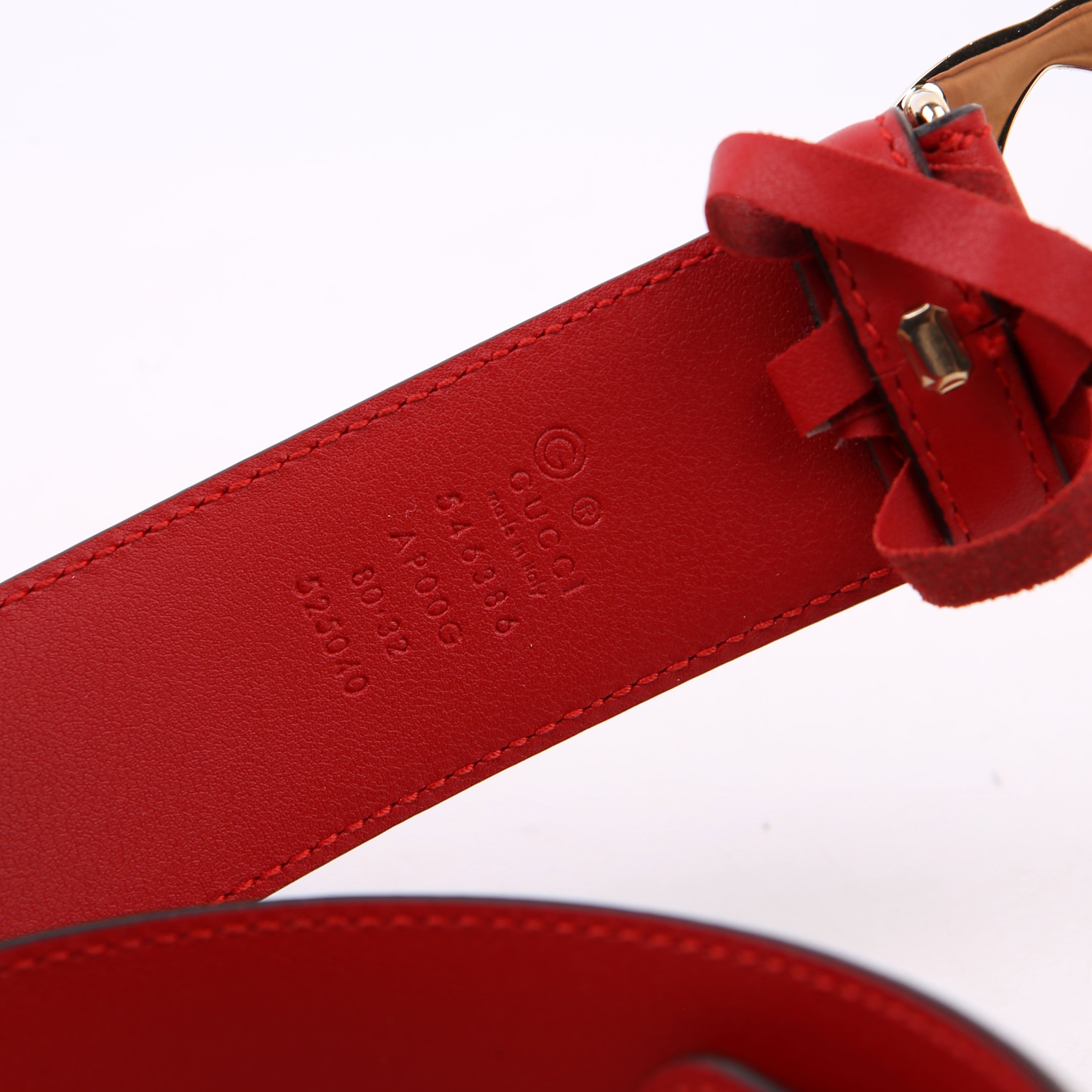 Gucci 546386 Interlocking GG Belt Size 80/32 Red