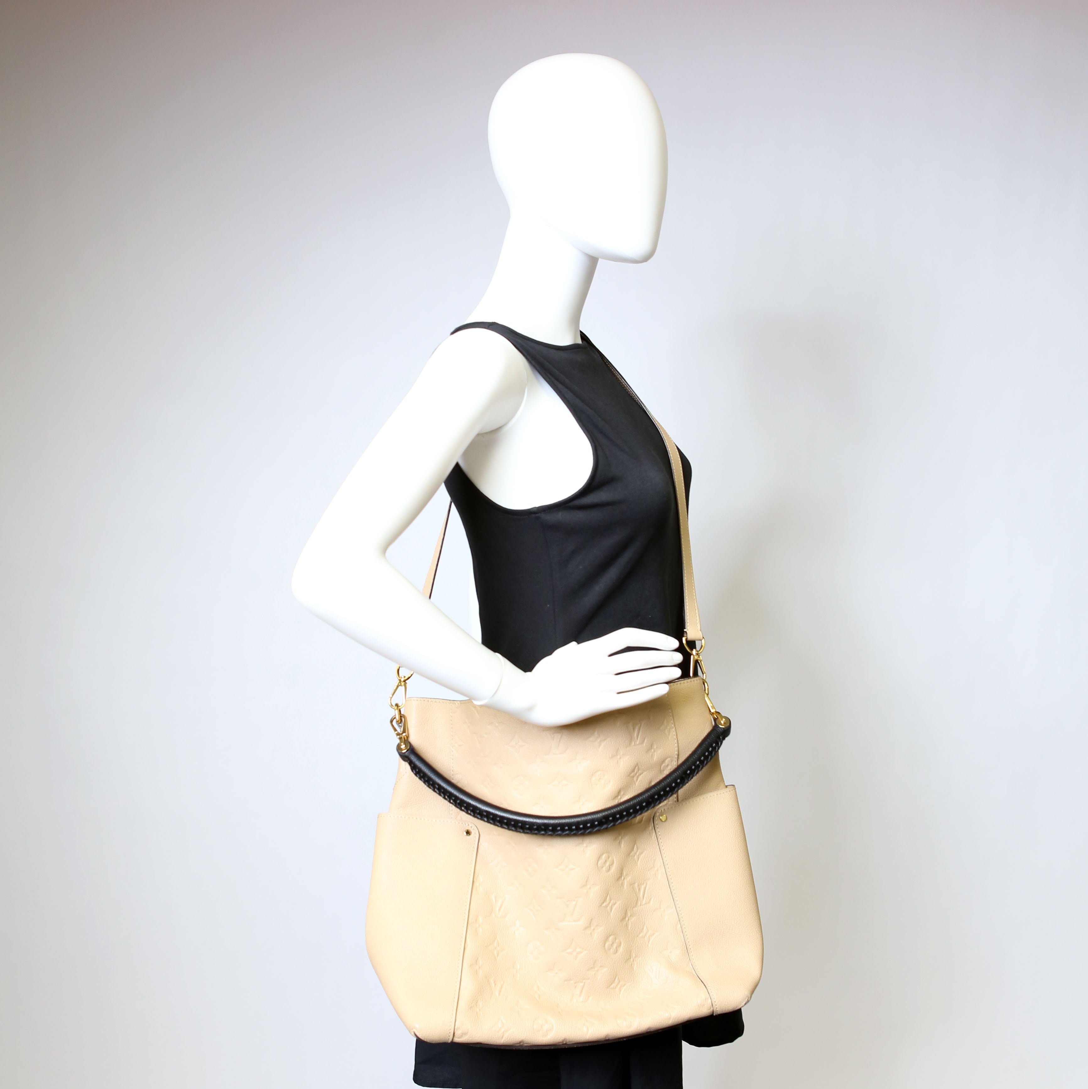 Bagatelle Hobo Empreinte Beige/Black
