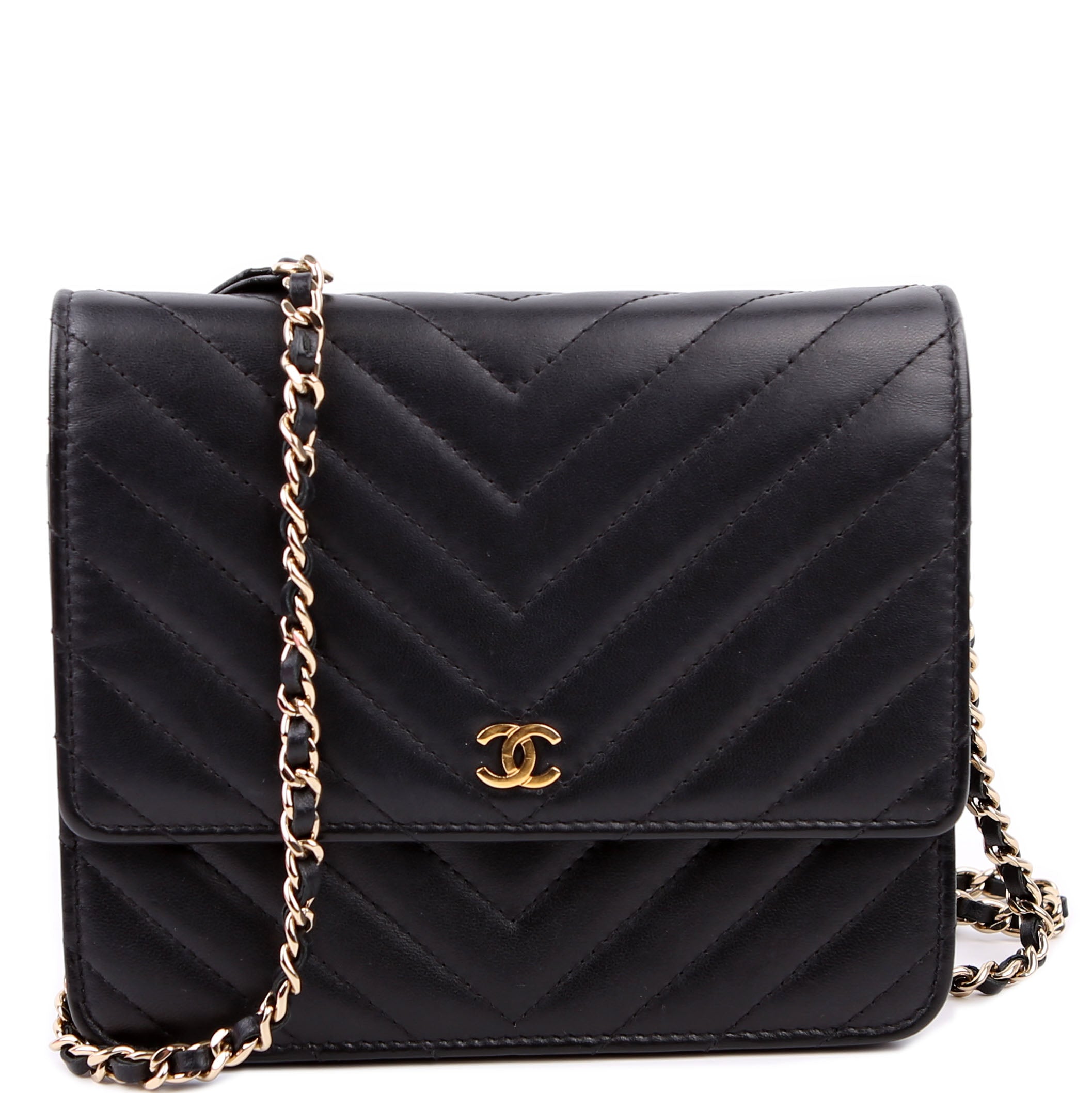 WOC Chevron Square Calfskin 24M Black