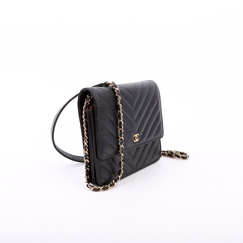 WOC Chevron Square Calfskin 24M Black