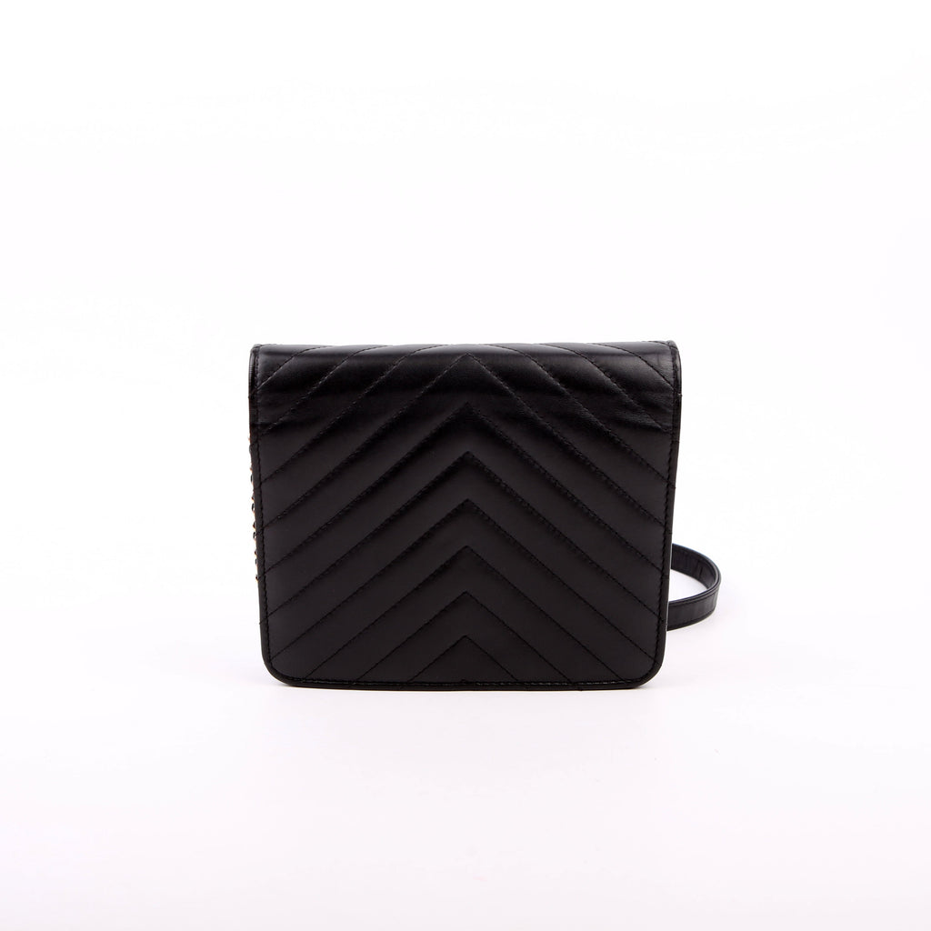 WOC Chevron Square Calfskin 24M Black