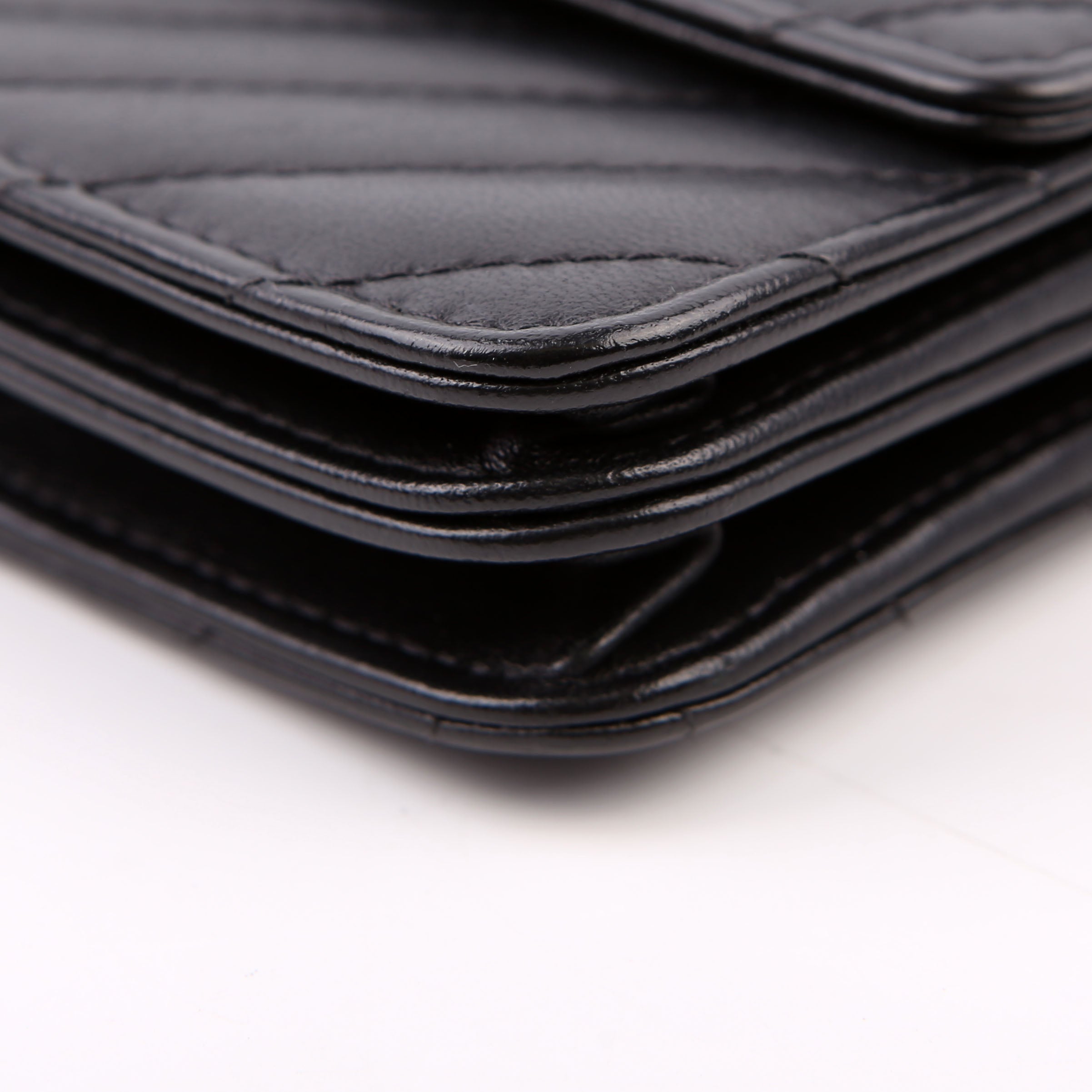 WOC Chevron Square Calfskin 24M Black