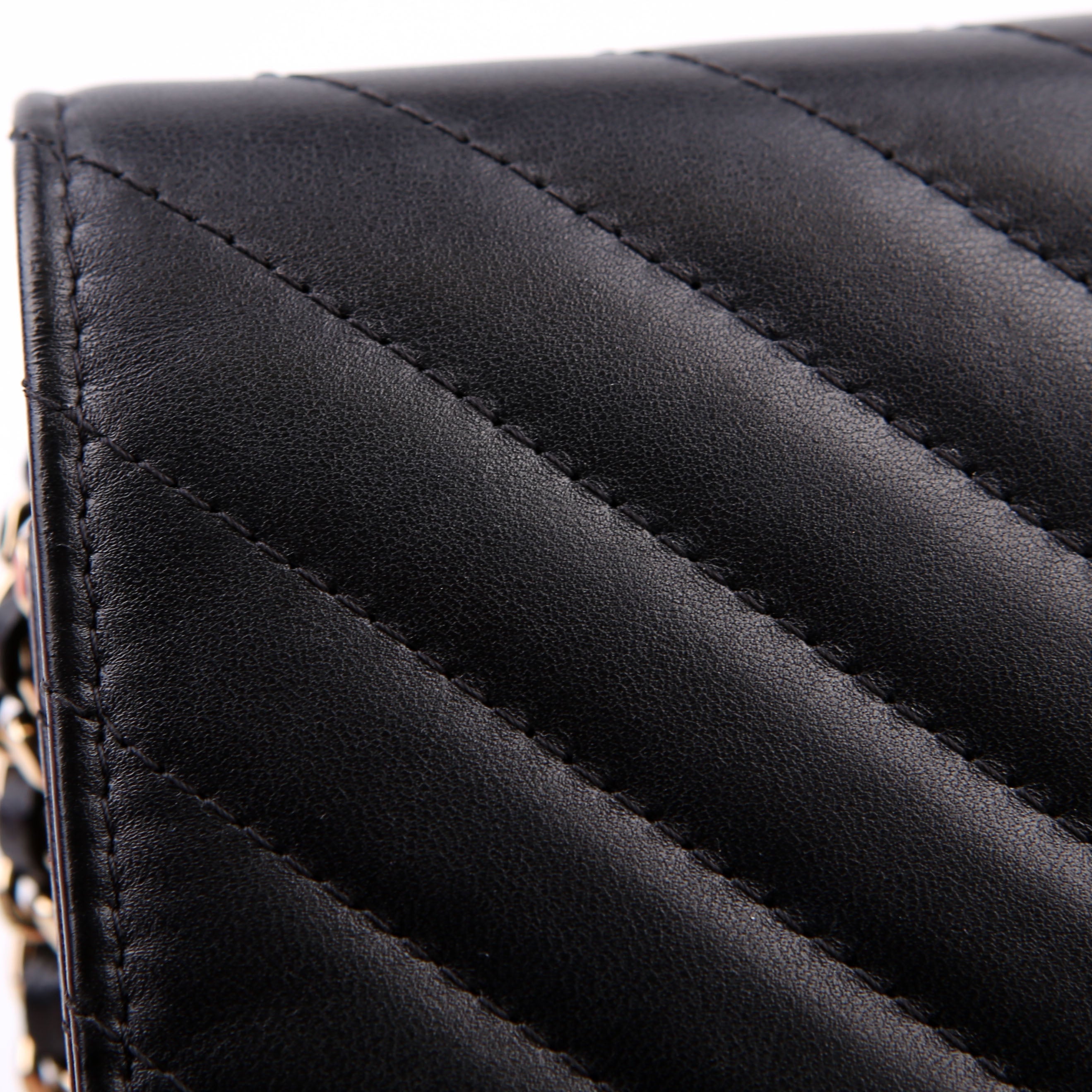 WOC Chevron Square Calfskin 24M Black