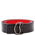 CL Logo Crocodile Embossed Belt Size 110/44 Black/Red