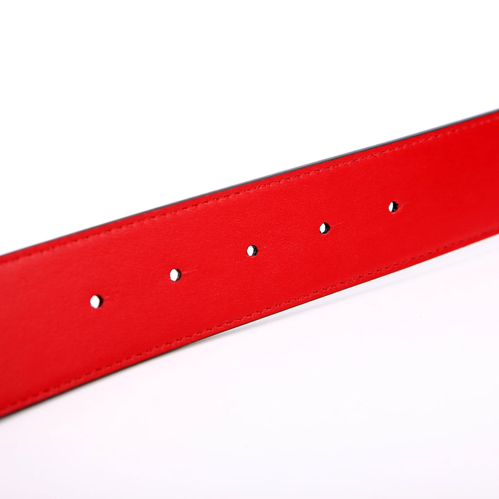 CL Logo Crocodile Embossed Belt Size 110/44 Black/Red