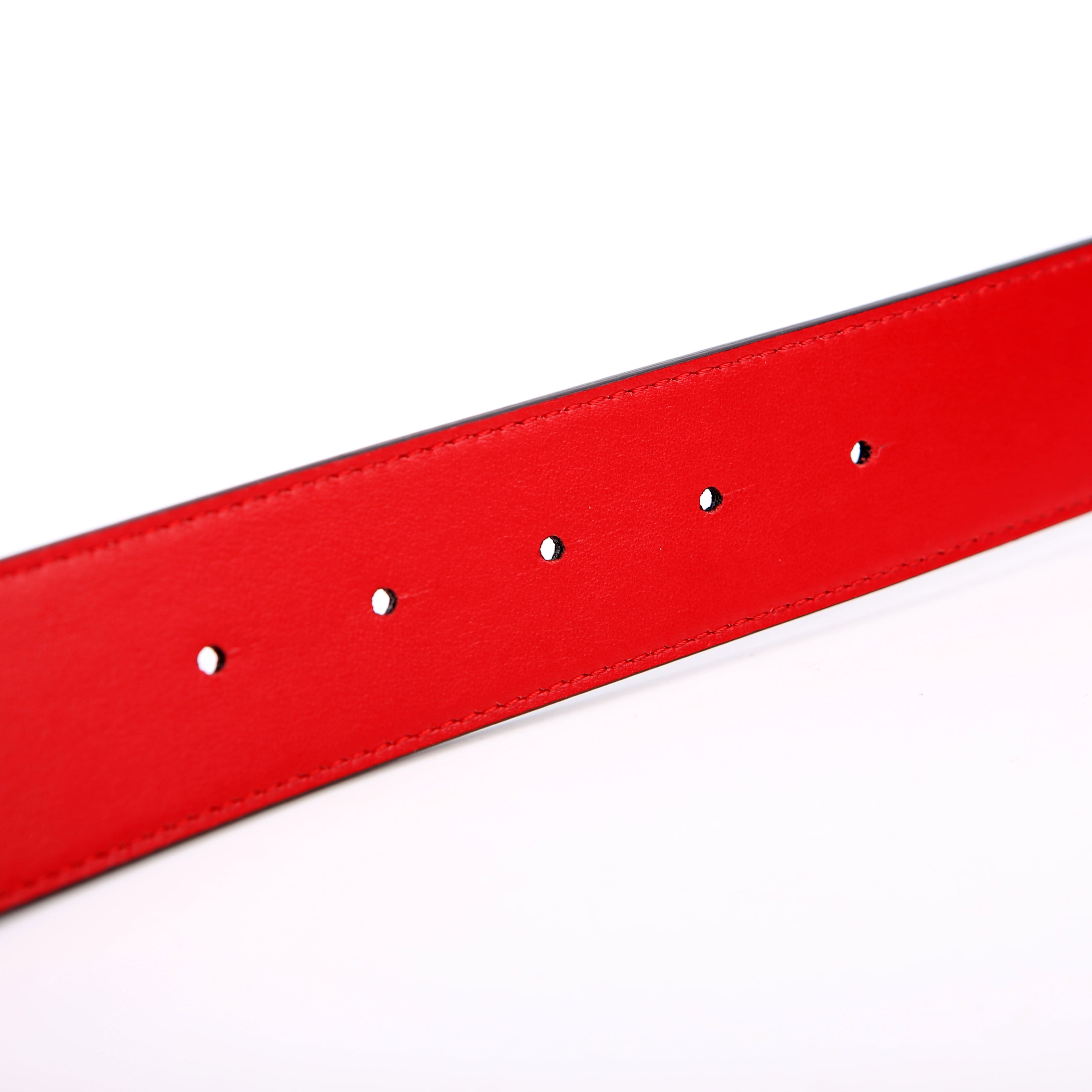CL Logo Crocodile Embossed Belt Size 110/44 Black/Red