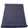 Stole Monogram Classic Wool Scarf Navy