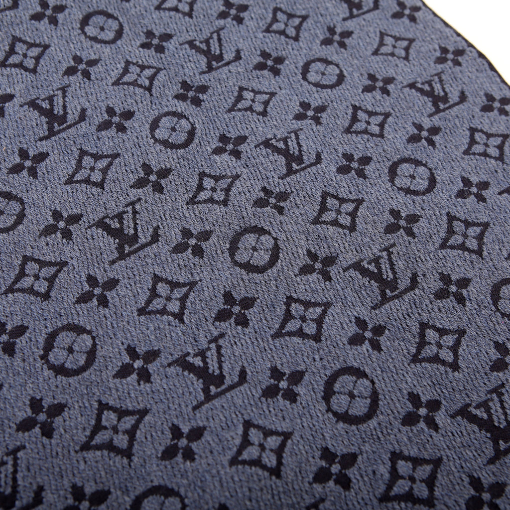 Stole Monogram Classic Wool Scarf Navy
