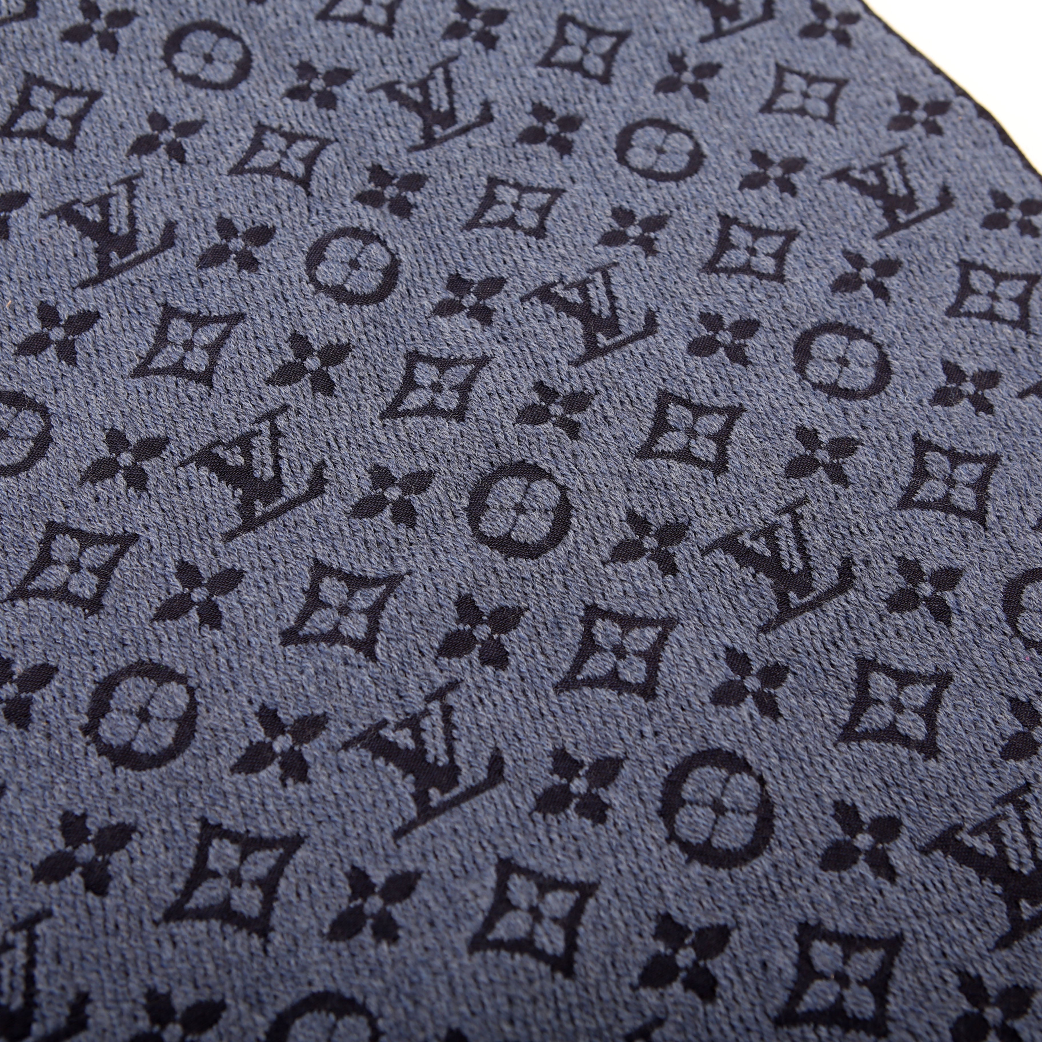 Stole Monogram Classic Wool Scarf Navy