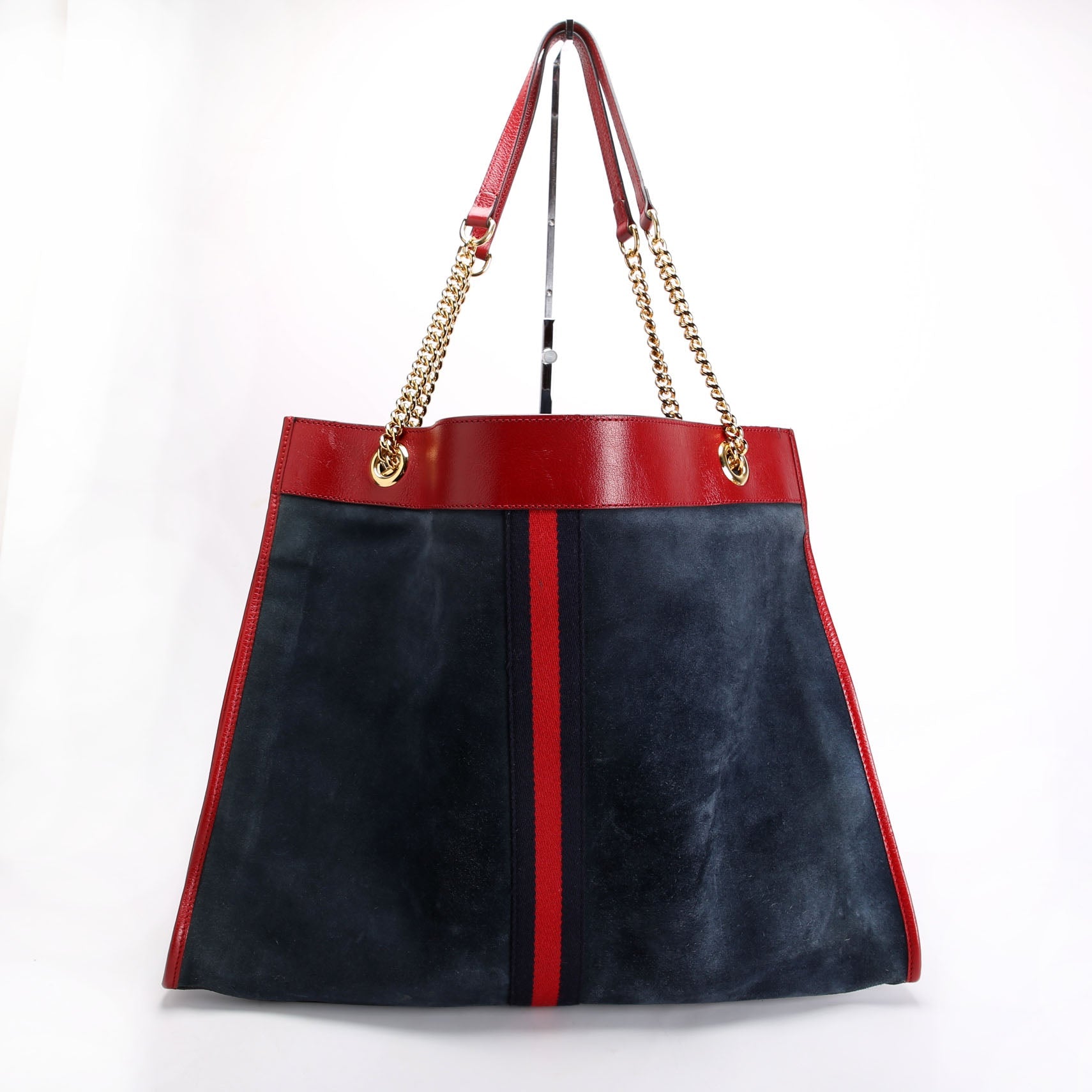 Gucci 537219 Rajah Tote Suede Blue/Red
