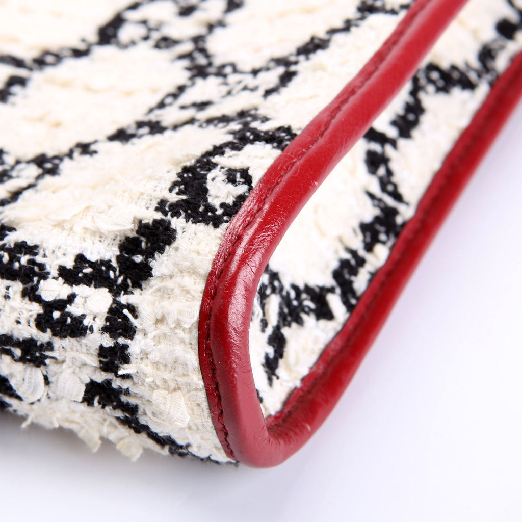 Gucci 537219 Rajah Chain GG Tweed Tote White/Red