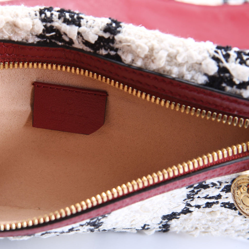 Gucci 537219 Rajah Chain GG Tweed Tote White/Red