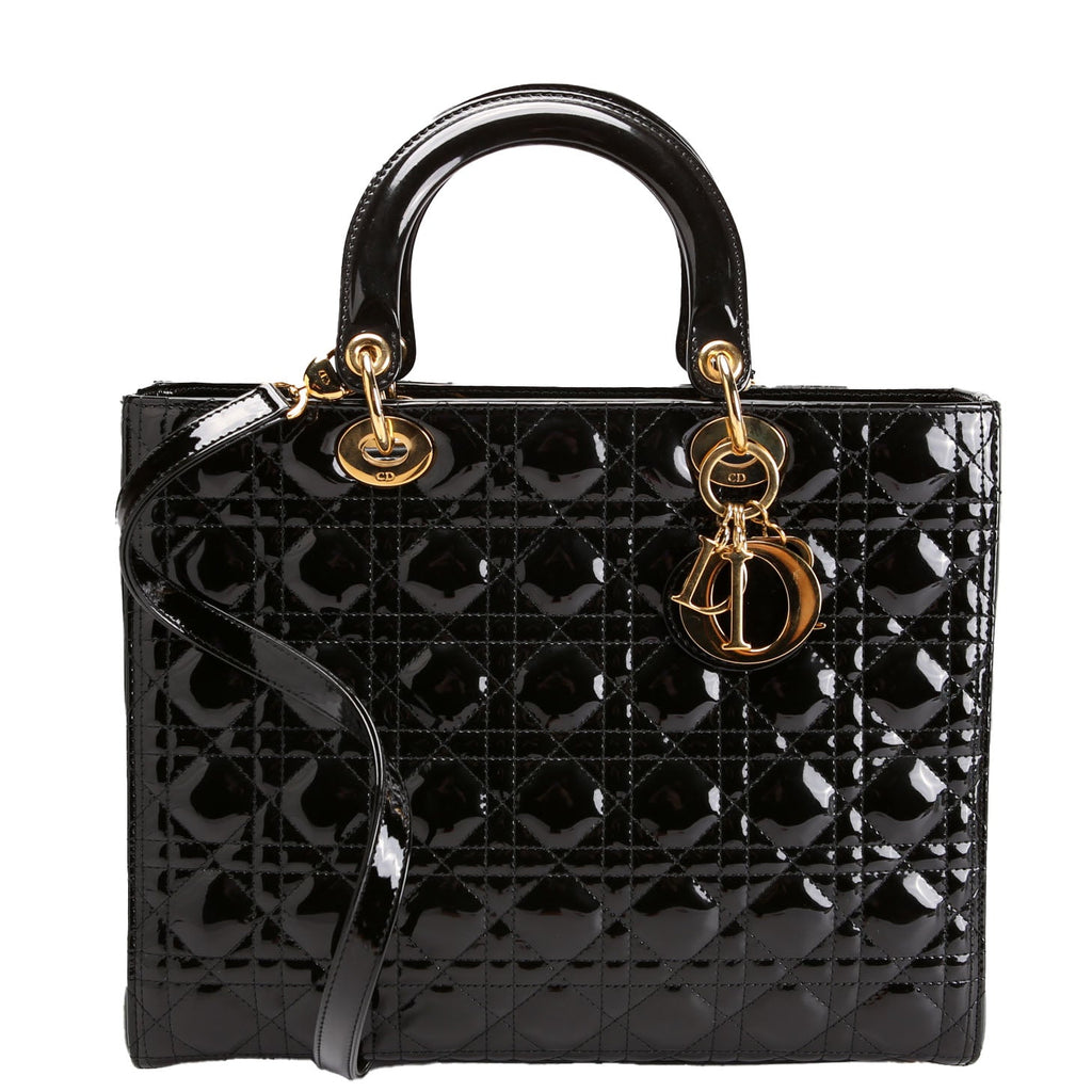 Lady Dior Large Patent Black