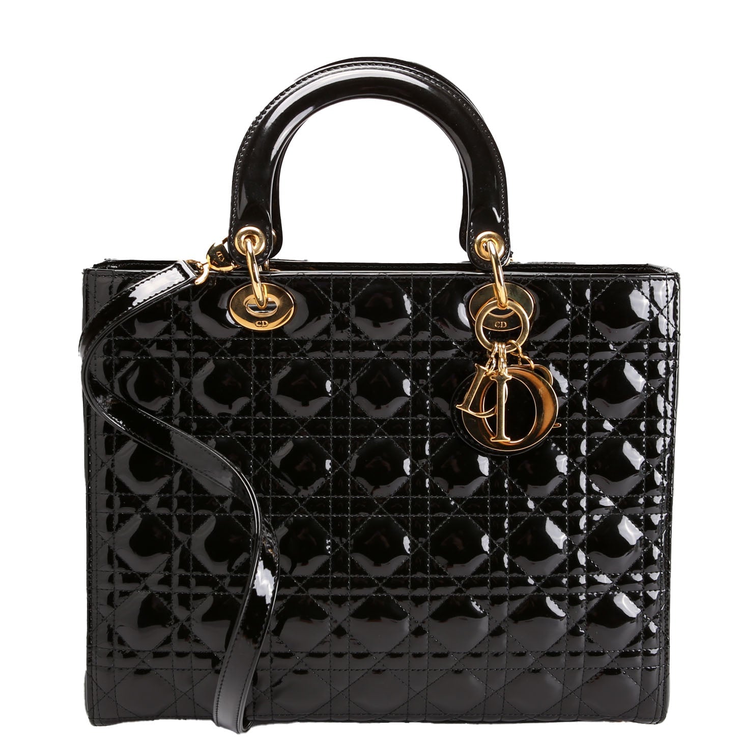 Lady Dior Large Patent Black