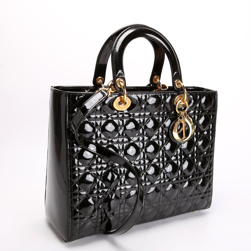 Lady Dior Large Patent Black
