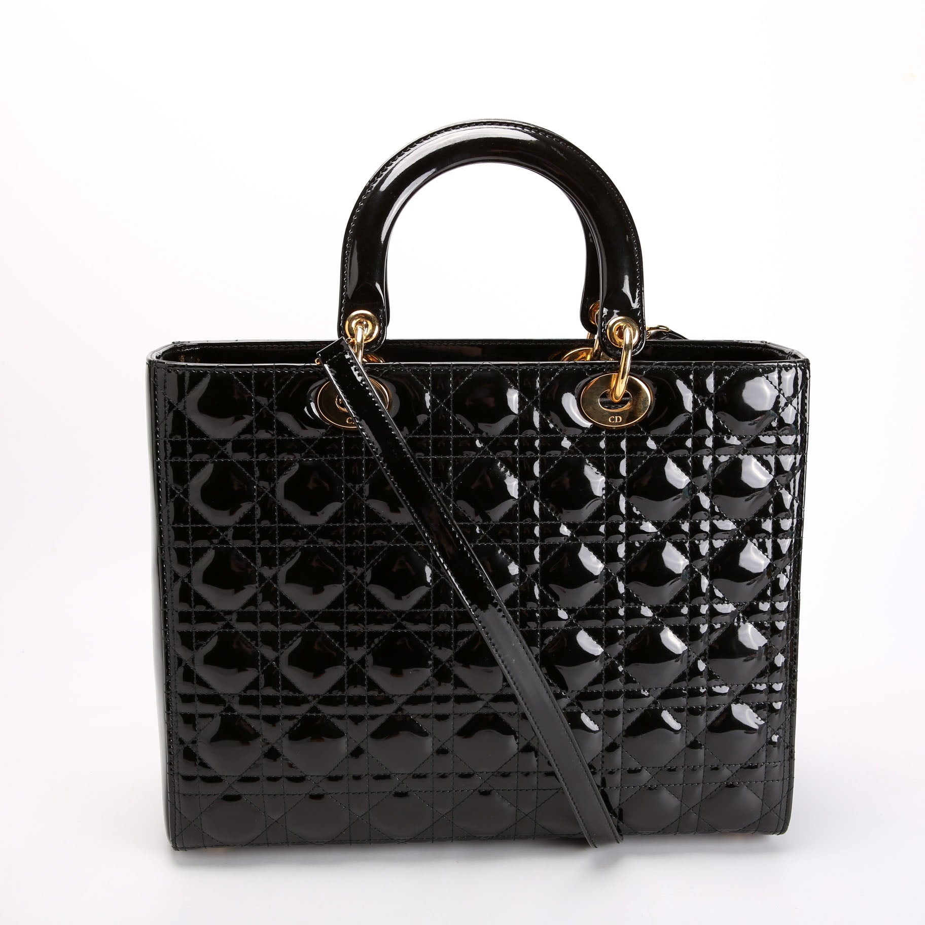 Lady Dior Large Patent Black