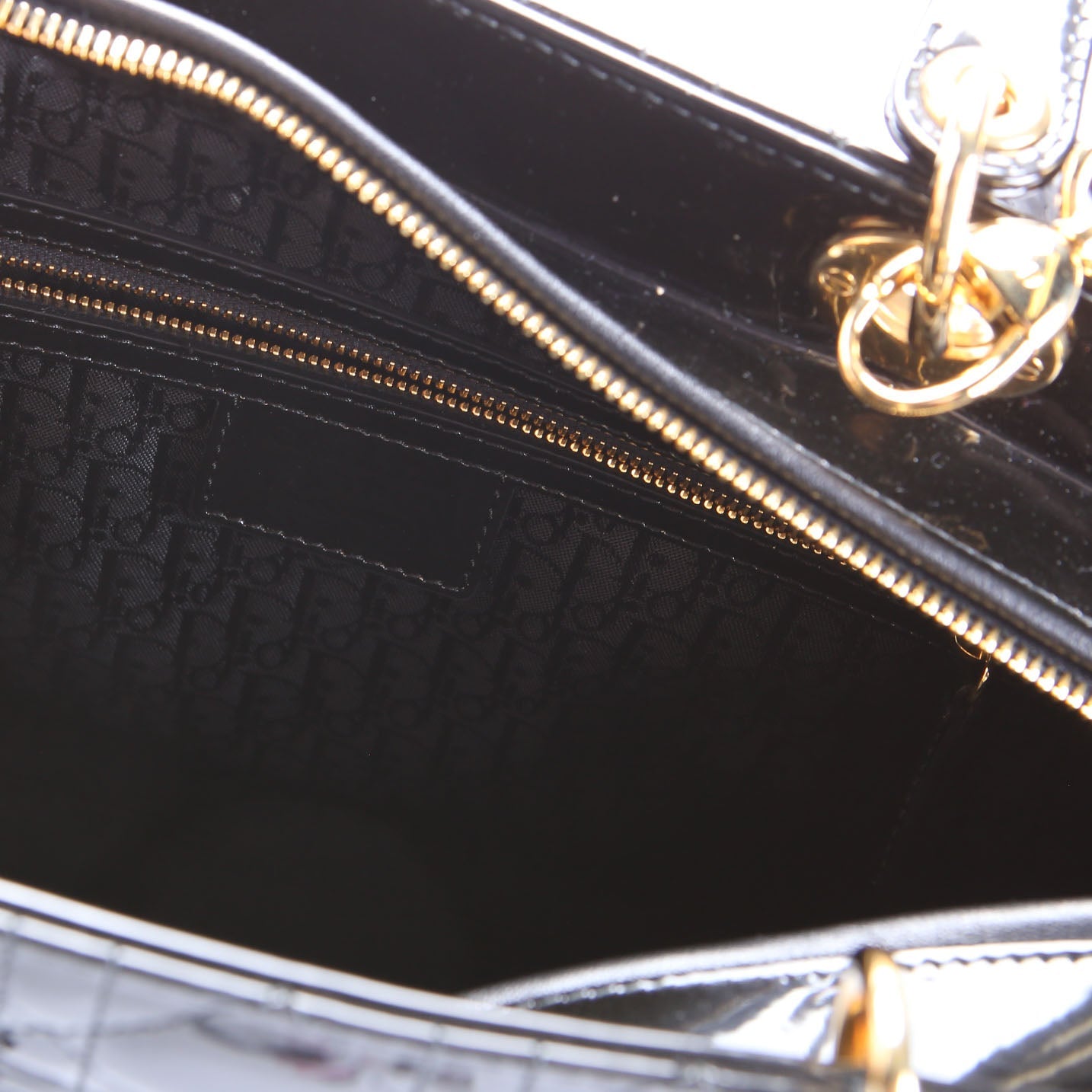 Lady Dior Large Patent Black