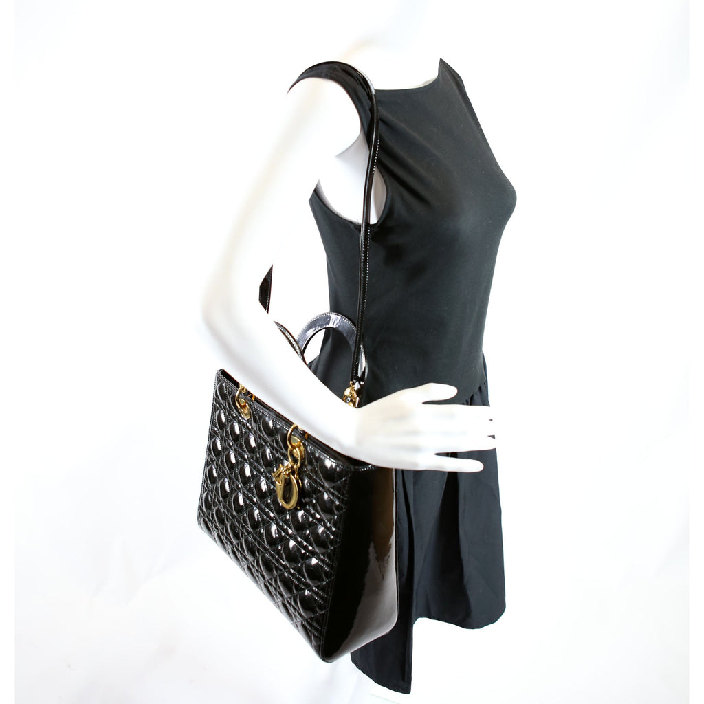 Lady Dior Large Patent Black