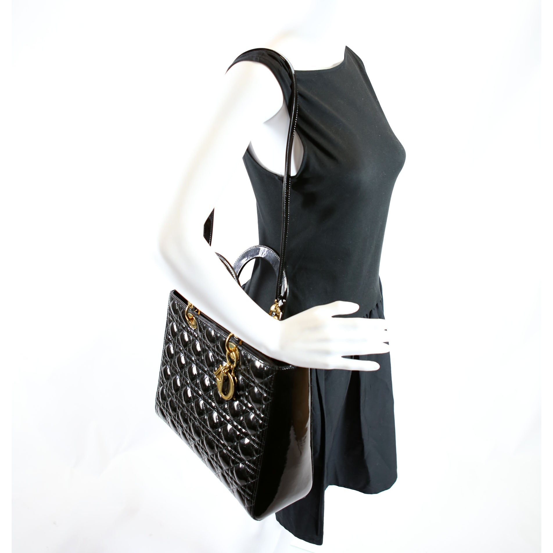 Lady Dior Large Patent Black