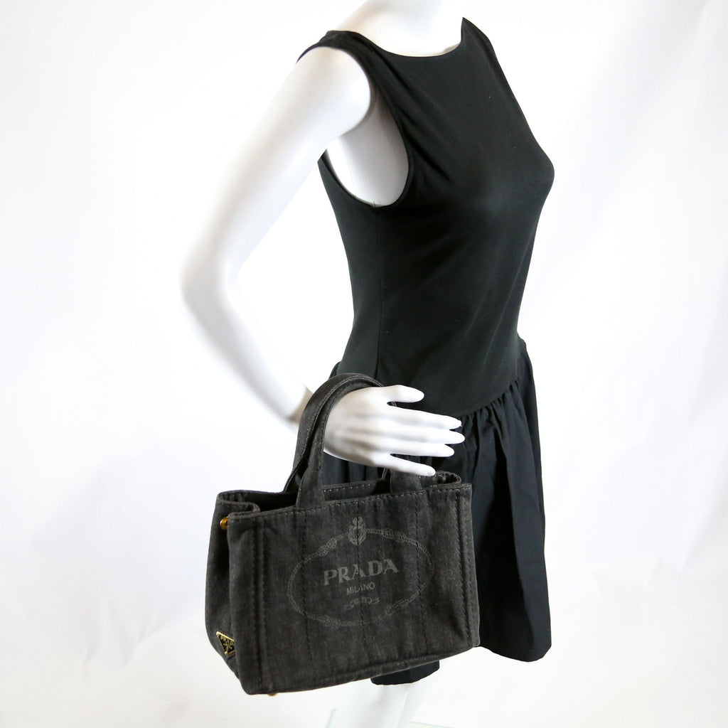 Canapa Denim Small Tote Black
