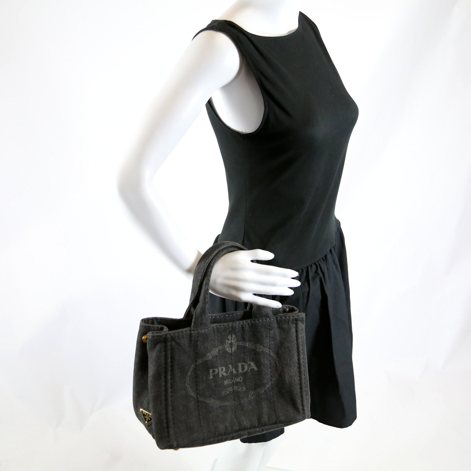 Canapa Denim Small Tote Black