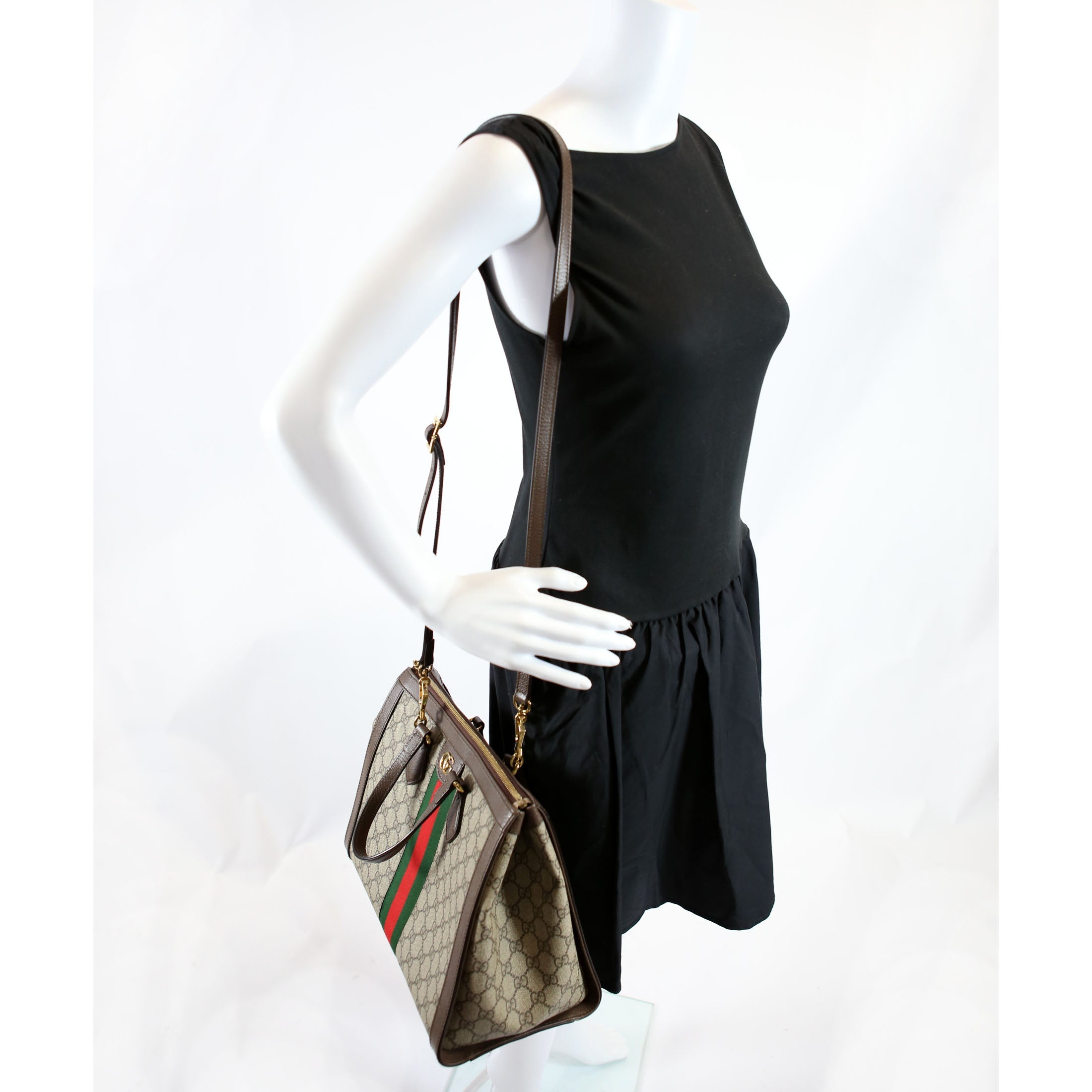 524537 Ophidia GG Medium Tote Brown