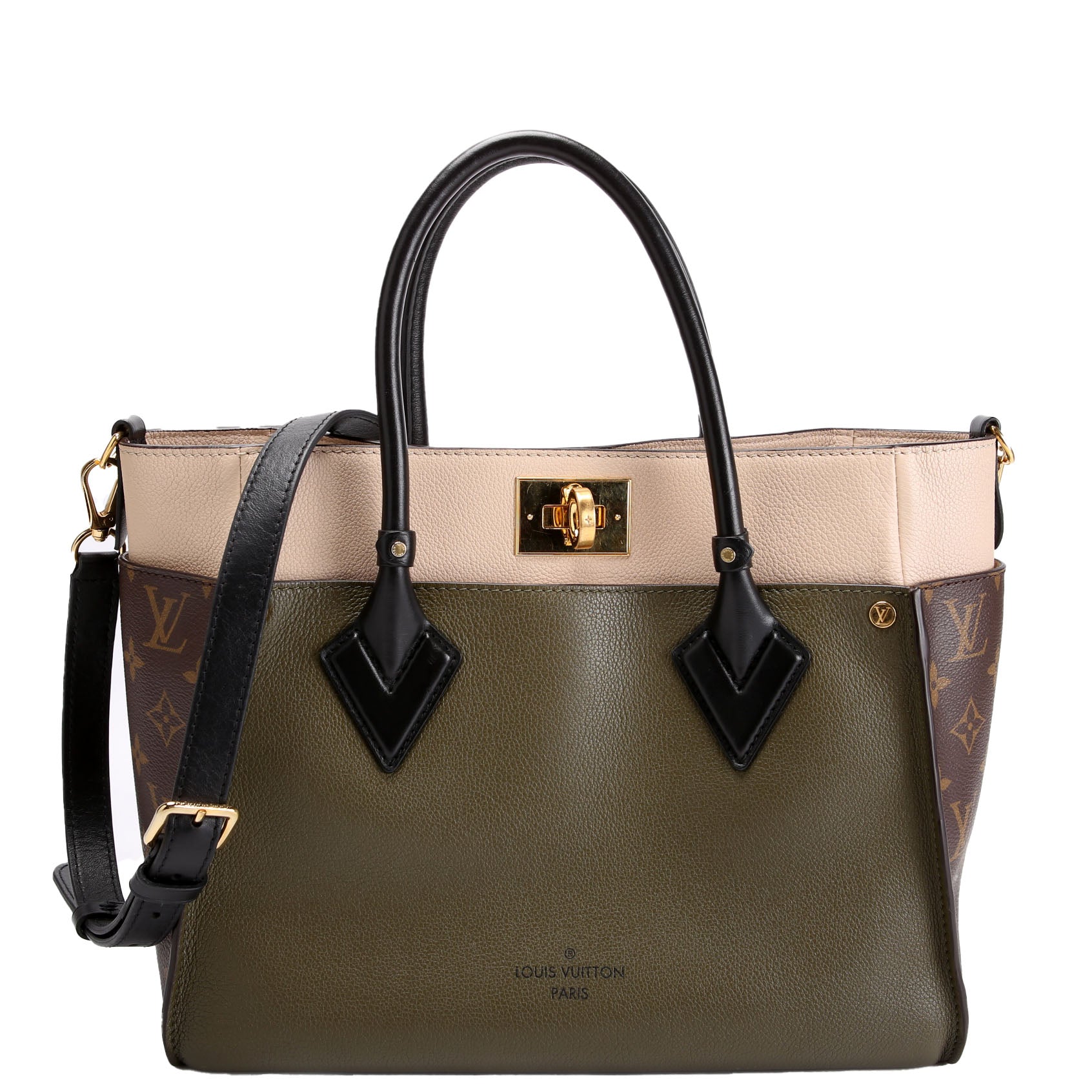 On My Side MM Calfskin/Monogram Green/Beige