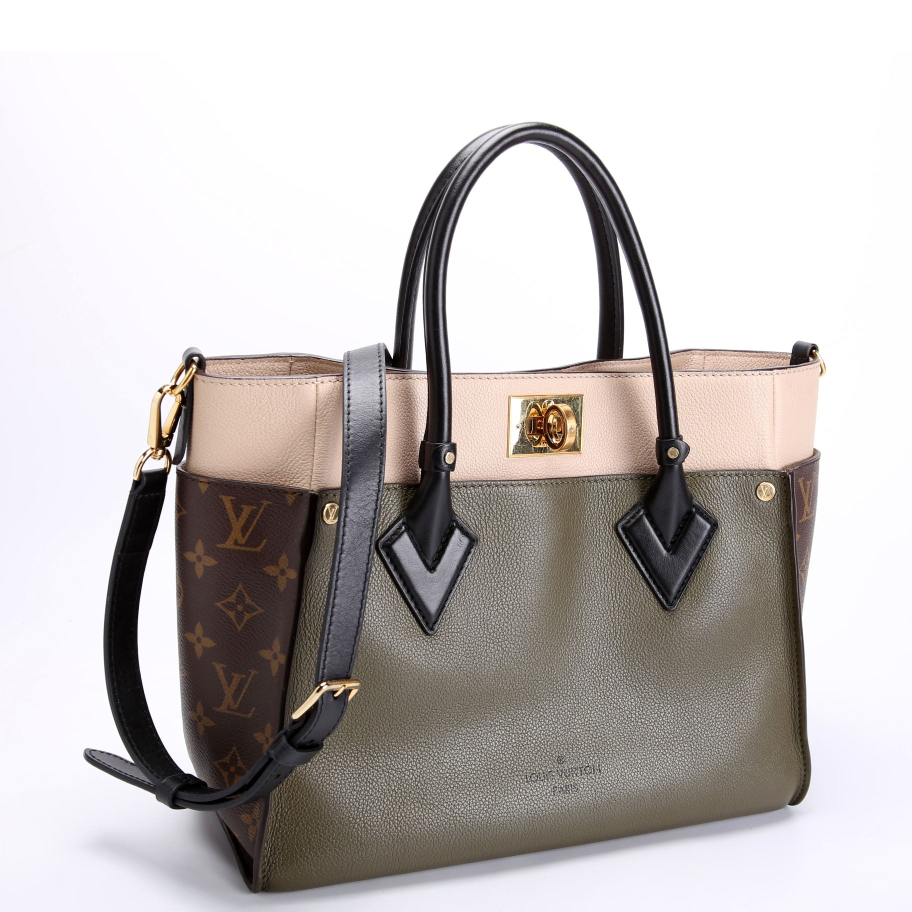 On My Side MM Calfskin/Monogram Green/Beige