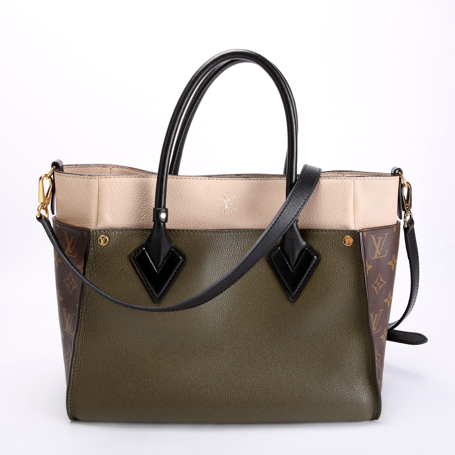 On My Side MM Calfskin/Monogram Green/Beige