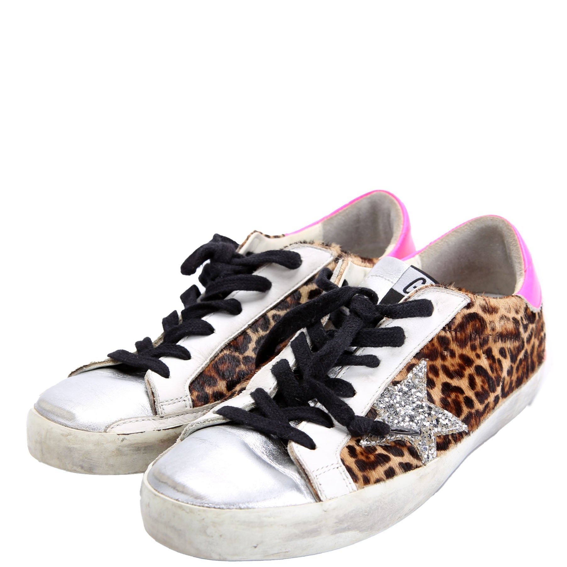 Super Star Sneakers Size 38 Cheetah/Pink/Silver