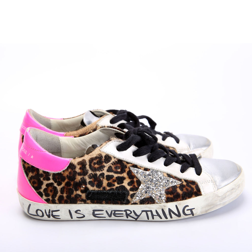 Super Star Sneakers Size 38 Cheetah/Pink/Silver