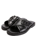 V Logo Crisscross Sandals Size 41.5 Black