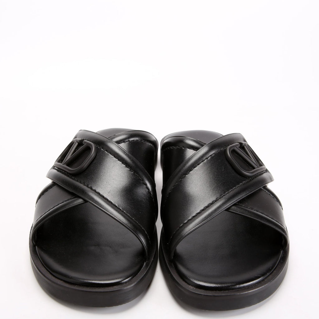 V Logo Crisscross Sandals Size 41.5 Black